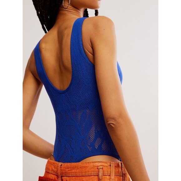 🆕 FREE PEOPLE Cutout Plunge Textured Bodysuit / Limoges - Picture 5 of 11